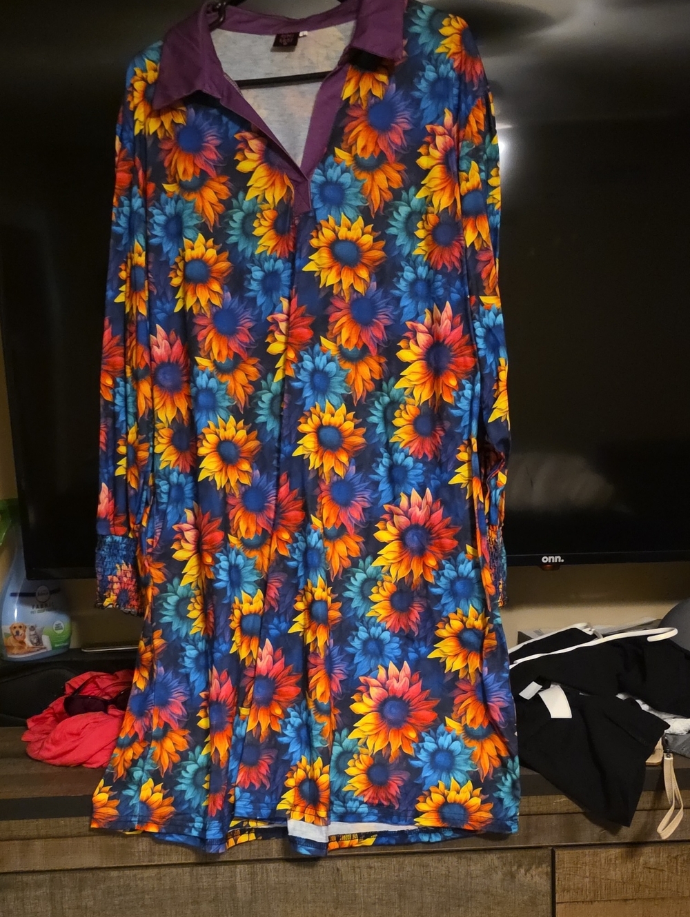 Vibrant Sunflower Button-Up Tunic